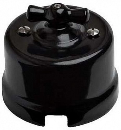 Выключатель-ретро пластик Bironi Лизетта 2-кл. черный картинка